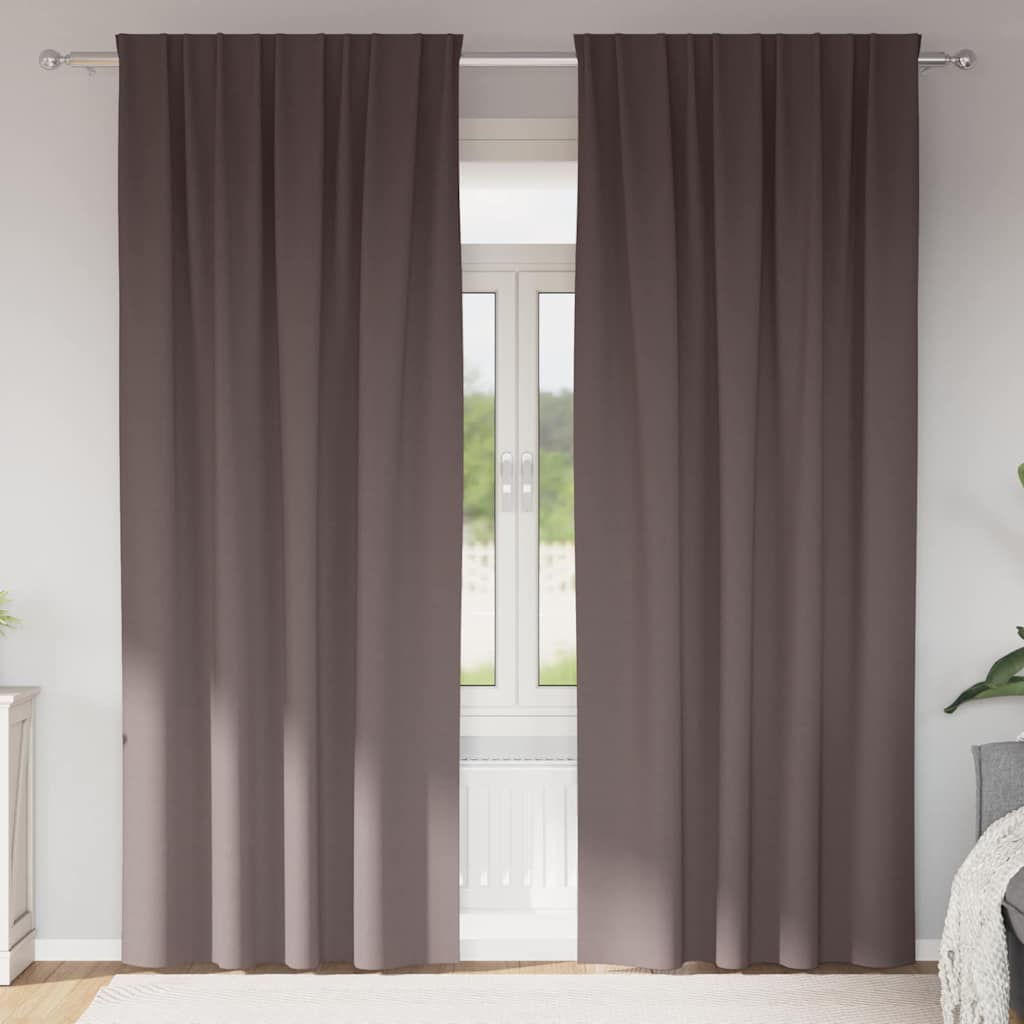 Firany blackout z kółkami 2 pcs Ciemny brąz 260 x 140 cm vidaXL