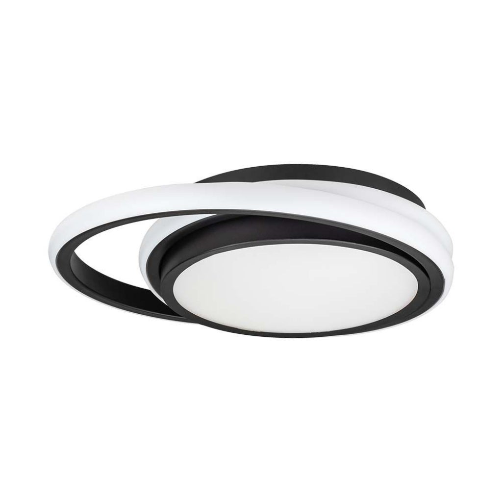 Okrągła podwójna lampa sufitowa LED 24 W, czarna, 4000 K