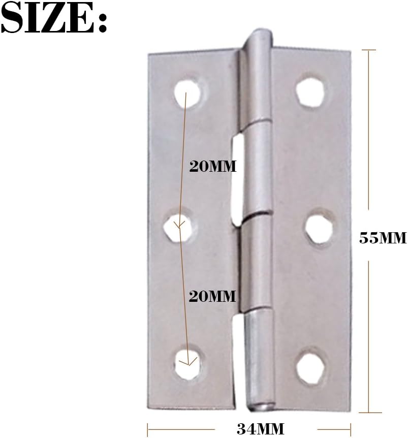 10 szt. okuć meblowych ze stali nierdzewnej Zawias drzwiowy długi 55 mm x 34 mm