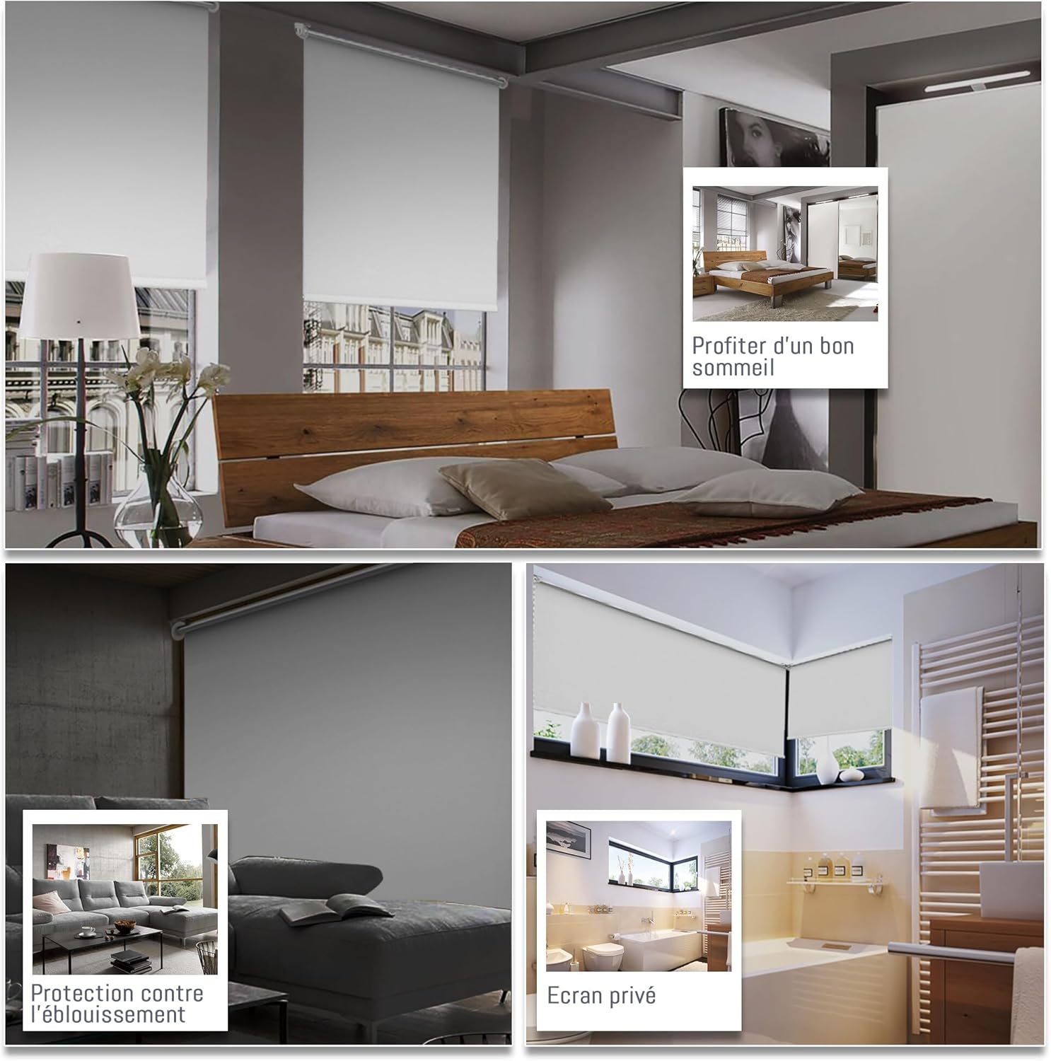 Estore de Rolo Branco 50x150cm - Blackout Sem Furação, Isolamento Térmico para Janelas e Portas, Fácil de Instalar - 3