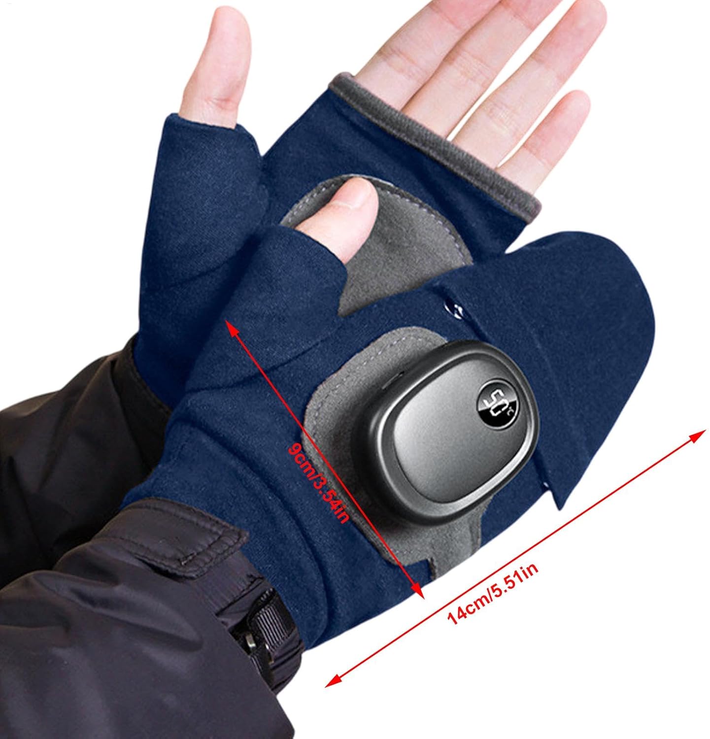 Gants Chauffants USB Demi-doigts, Double Face (paume Et Dos), Laine Tricotée, 40-50°C, Gris Clair