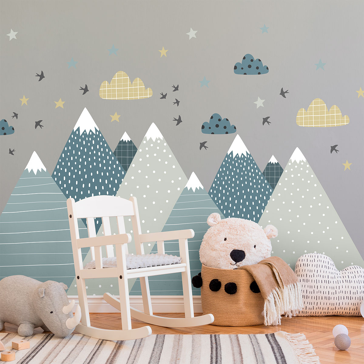 Vinilo niño escandinavo de montaña alika - adhesivo de pared - revestimiento sticker mural decorativo - 50x75cm