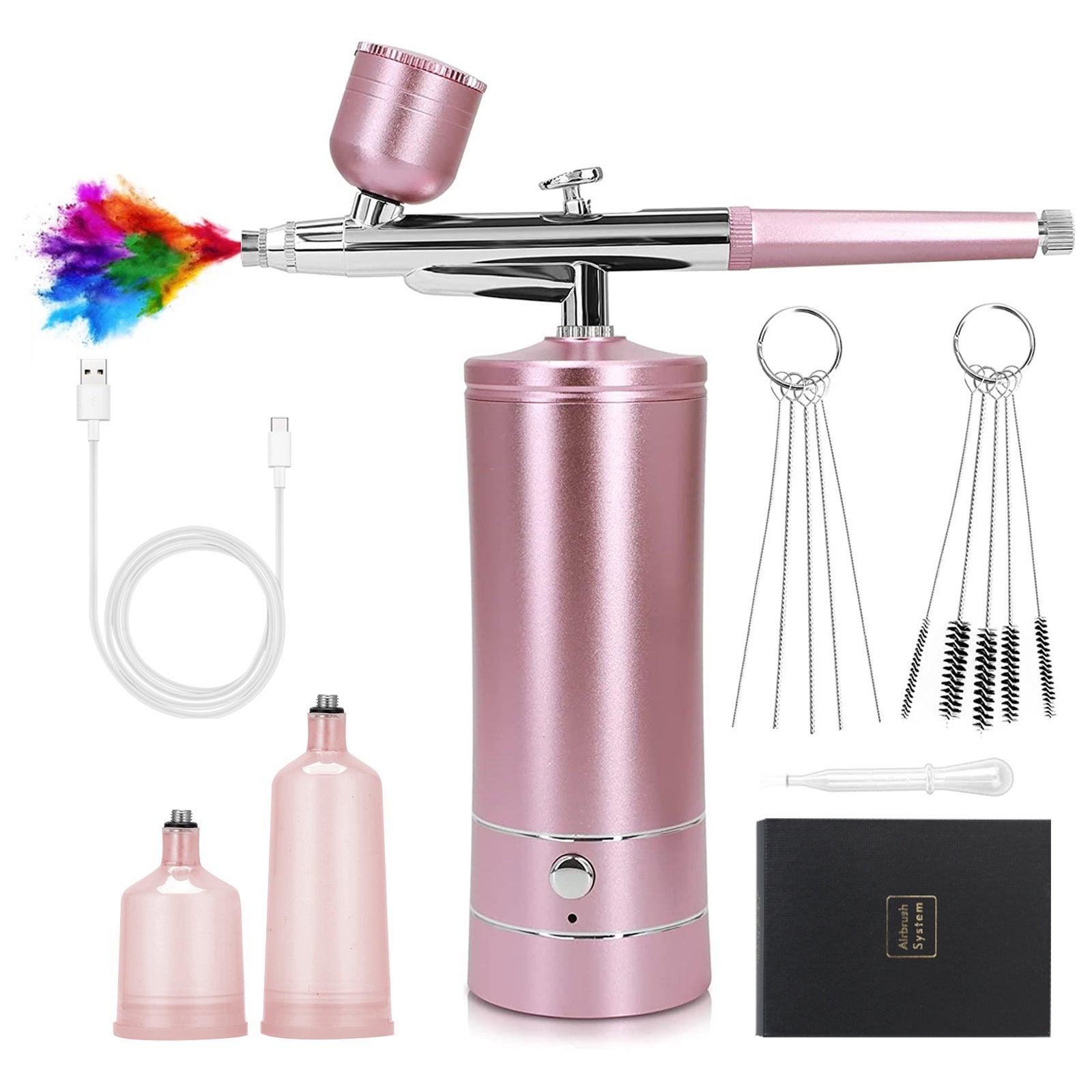 (Or Rose) Kit aérographe sans fil avec compresseur, mini aérographe ...