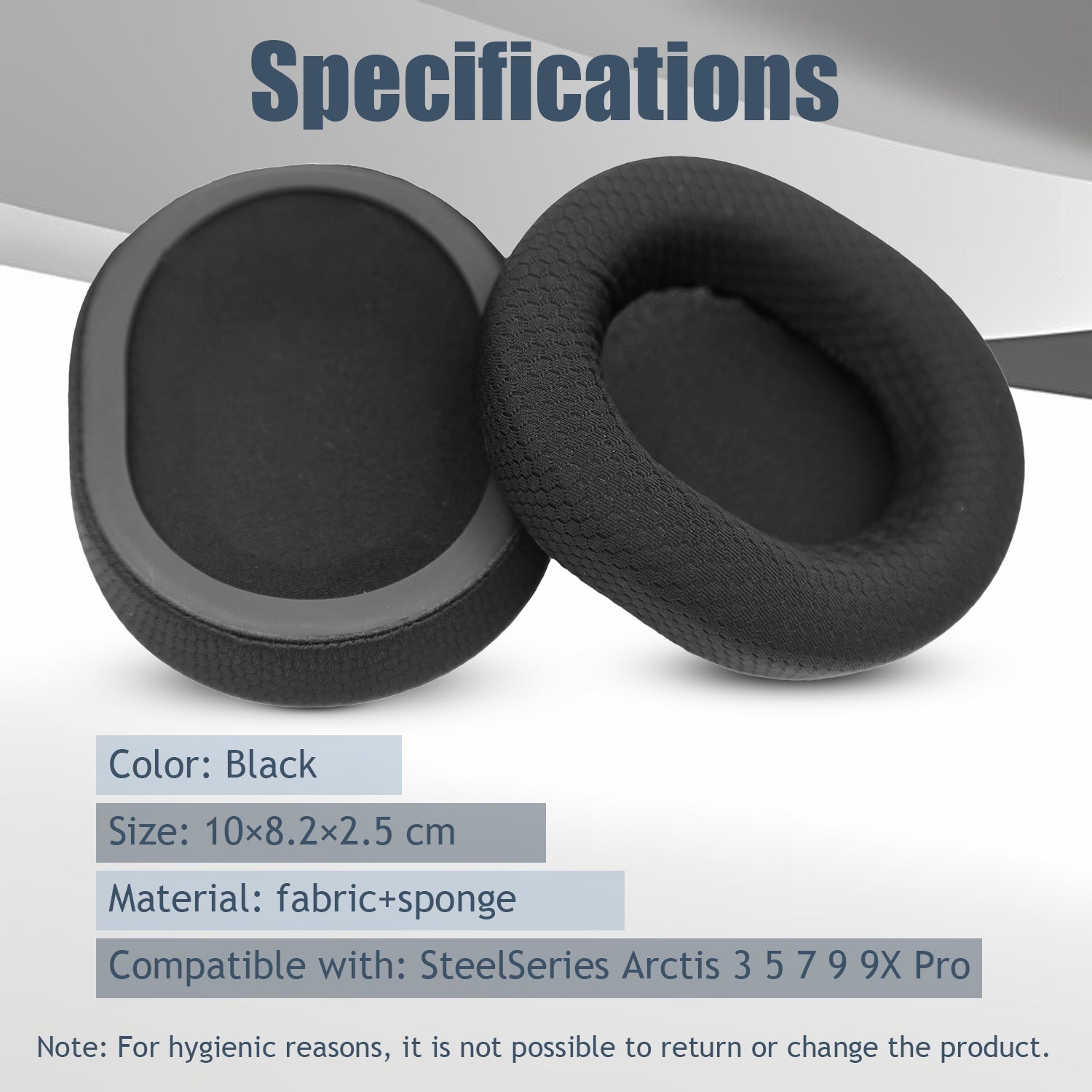 Coussinets pour casque SteelSeries Arctis 3/5/7/9/9X/Pro, Noir, 1 paire - 8