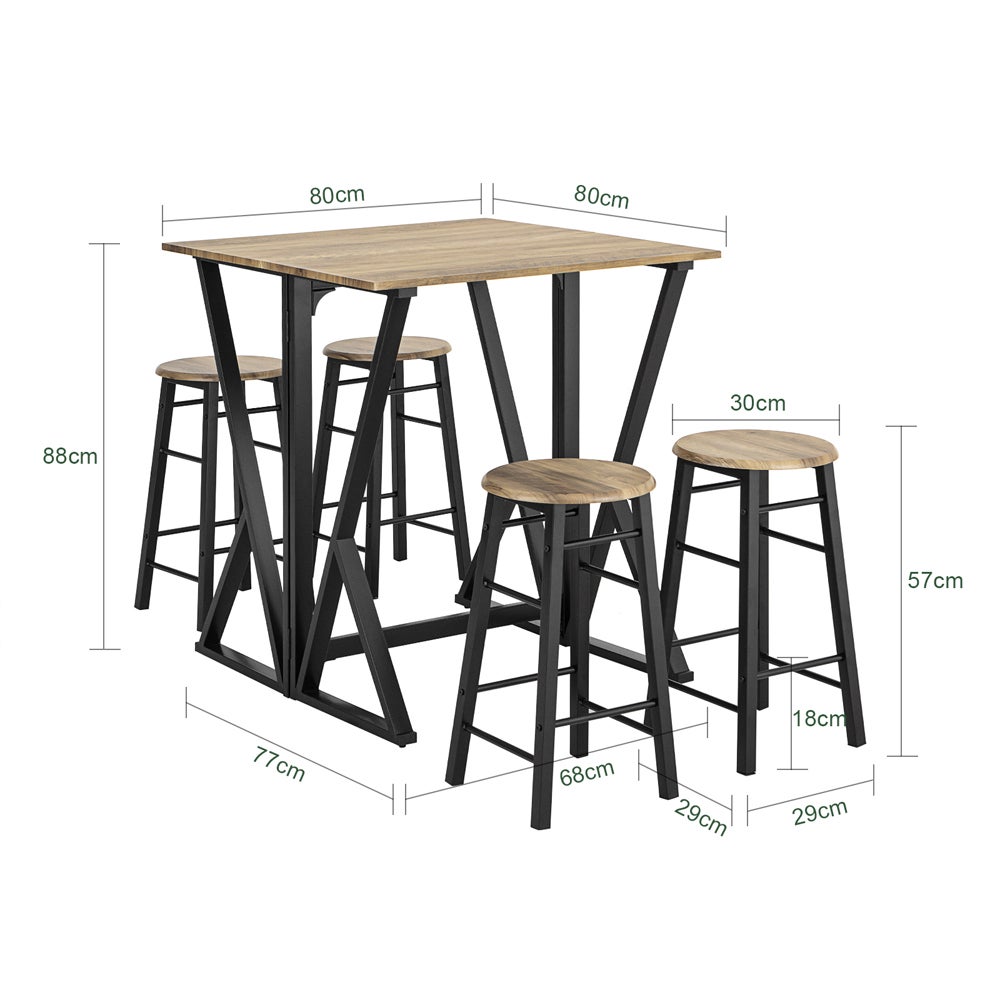 SoBuy Set de 1 Table + 4 Chaises Ensemble Table de Bar bistrot + 4 tabourets, OGT24-N - 3