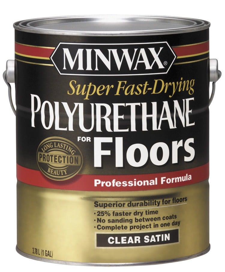 MINWAX SUPER FAST DRYING POLYURETHANE 350 VOC 3,785 L SEMI-GLOSS bezbarwny lakier do podłóg drewnianych szybkoschnący, 3x trwałość
