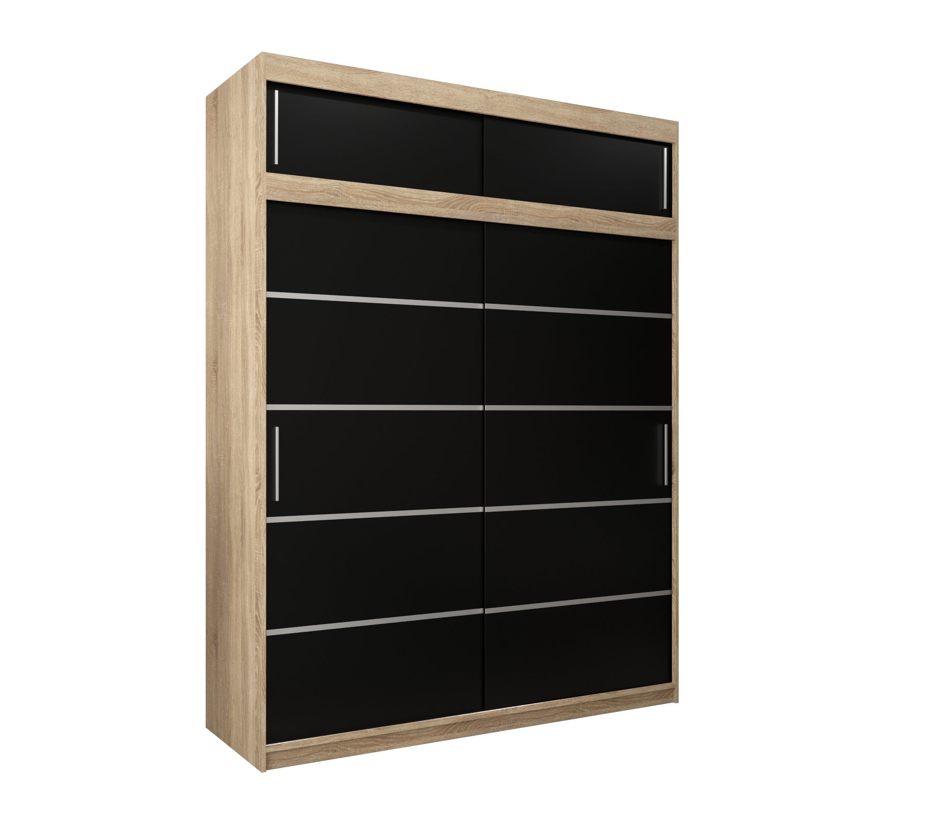 Szafa przesuwna z nadstawką garderoba Verona 1 180 x 62 x 240 cm Sonoma + Czarny - Abiks Meble