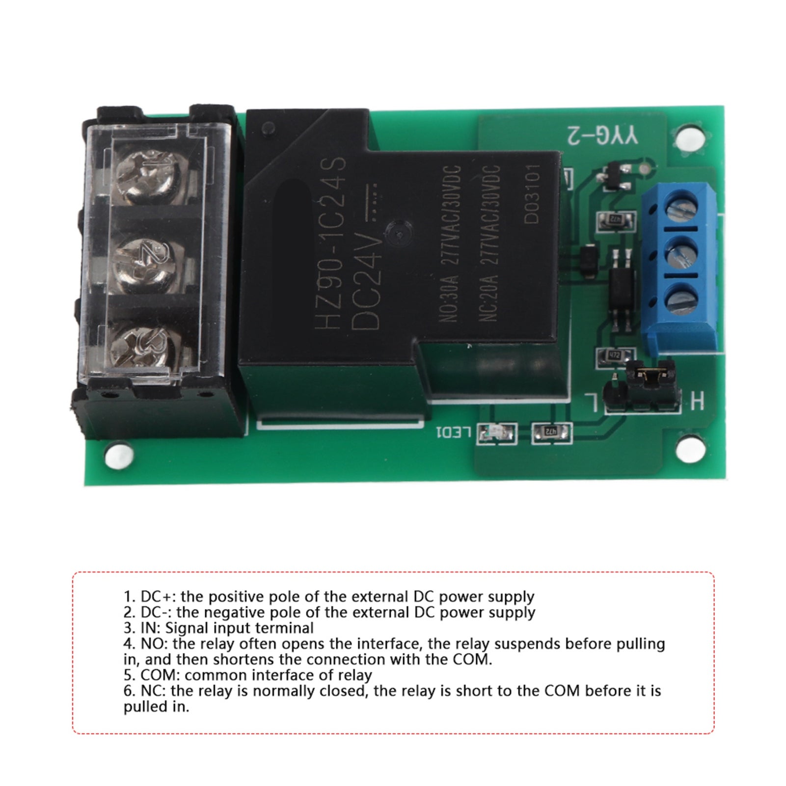 Modulo relè di isolamento optoaccoppiatore unidirezionale ad alta potenza YYG-2 DC24V da 30 A con trigger di livello alto/basso - 2