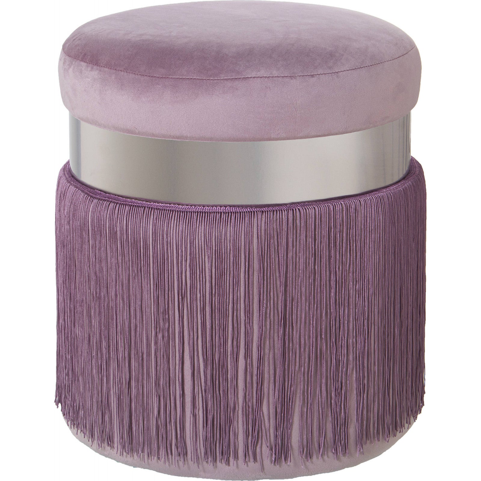 Pouf chic rose élégant avec franges métalliques 40 x 40 x 44 cm Rose ...
