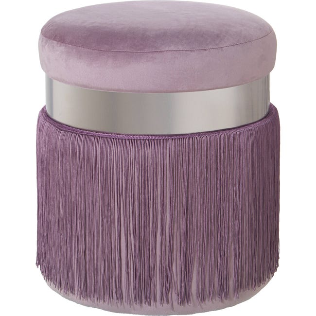 Pouf Ronde Rose Pouf chic rose élégant avec franges métalliques 40 x 40 x 44 cm Rose ...