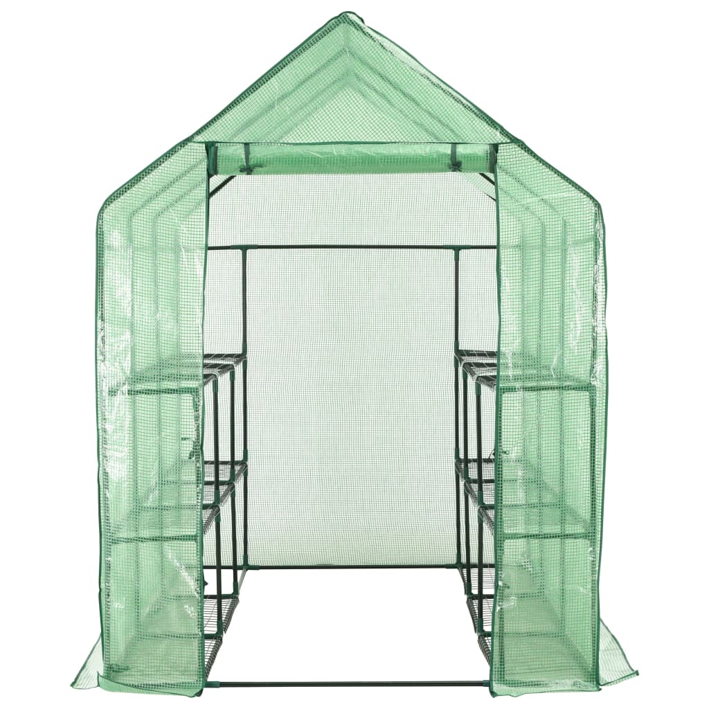 Serre de plain-pied avec 12 étagères Acier 143x214x196 cm vidaXL - 4
