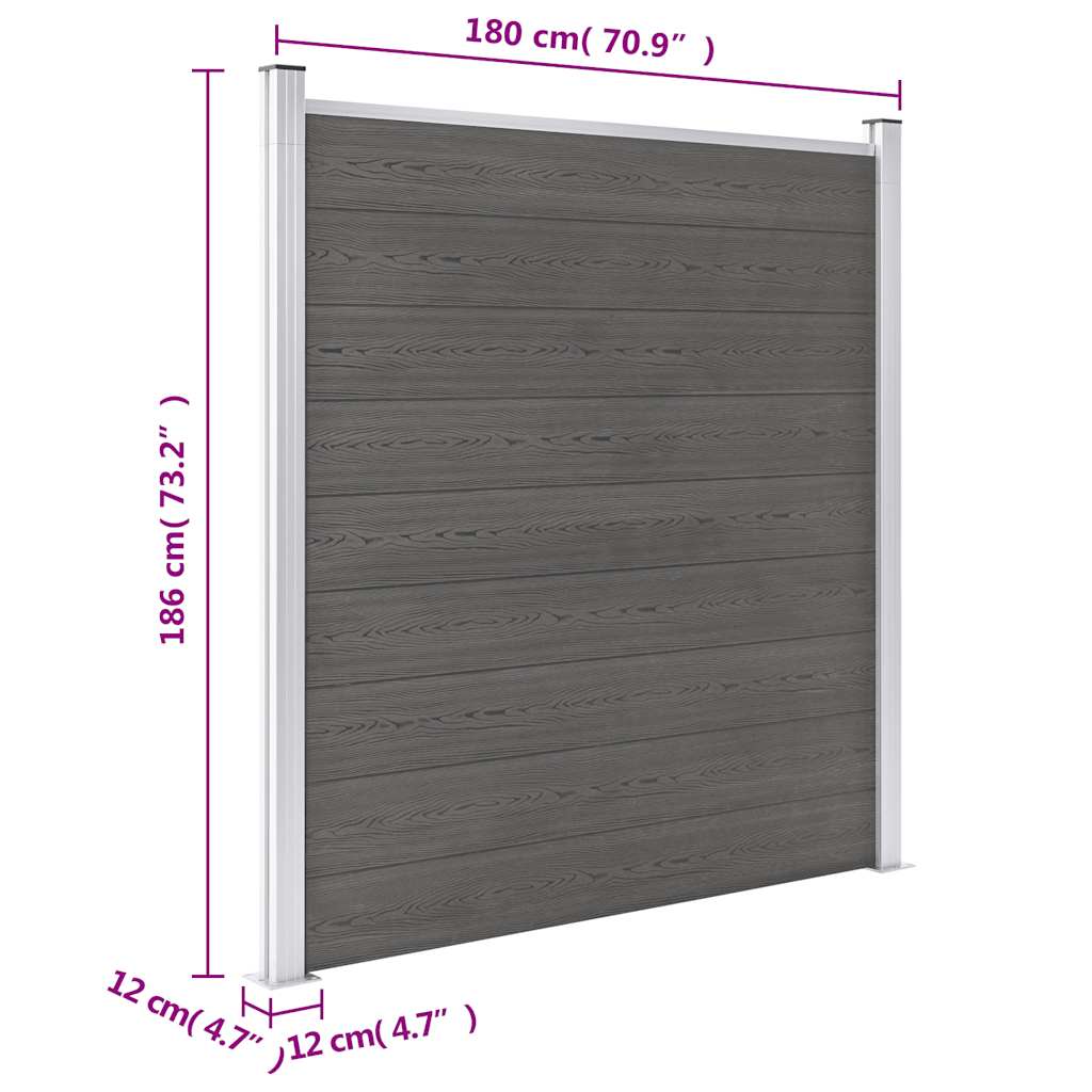 vidaXL Clôture de jardin WPC 180x186 cm Gris - 8
