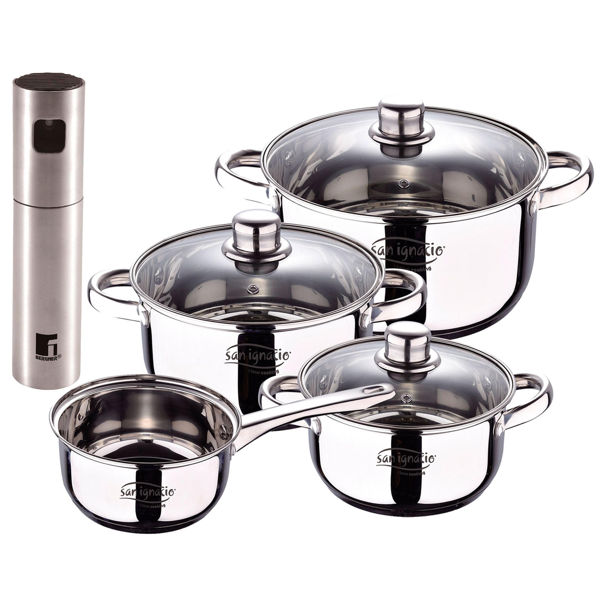 Batterie de cuisine 7 pièces en acier inoxydable avec casserole — free download