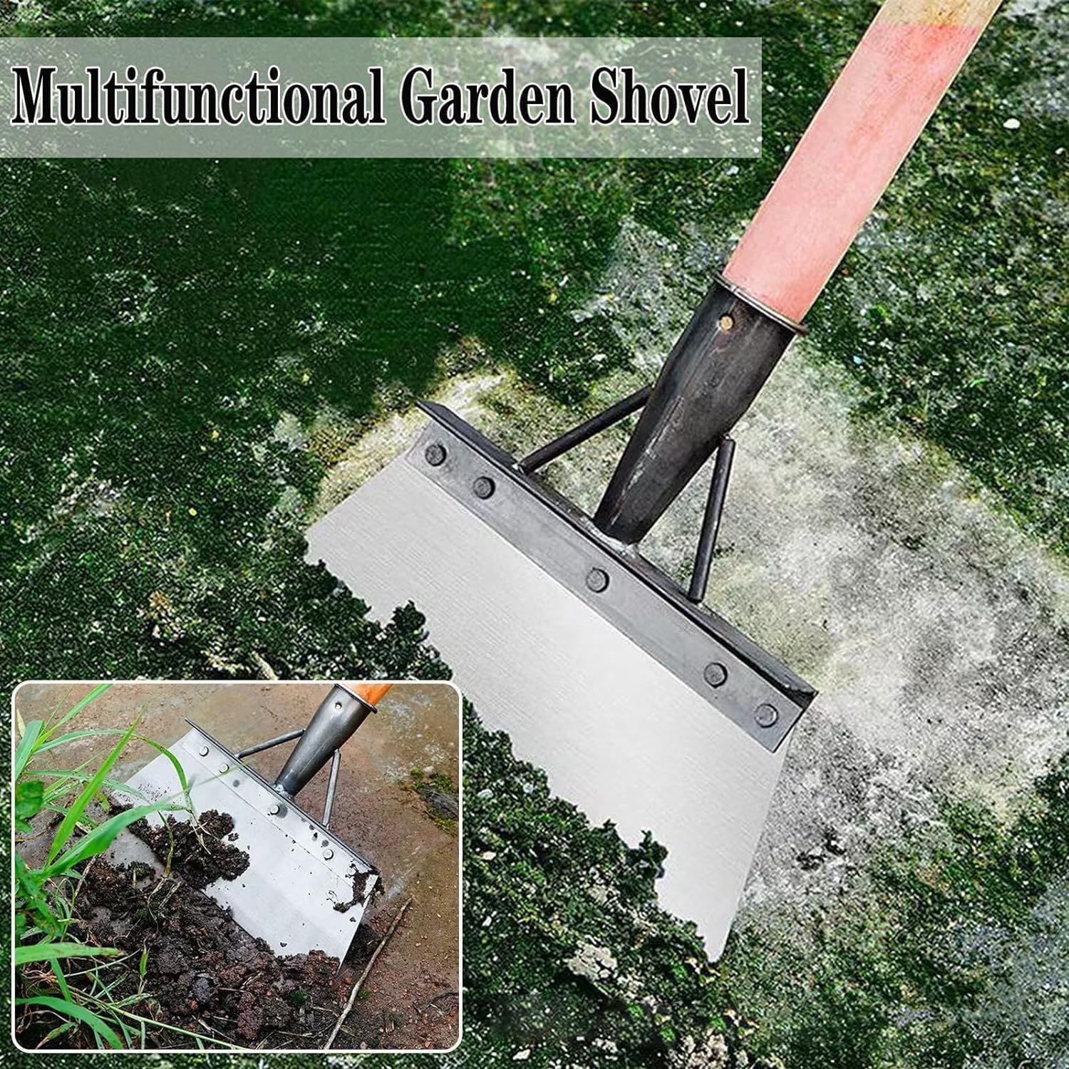 Pelle de Nettoyage multifonctionnelle, Pelle de Nettoyage Multifonction en Acier Inoxydable, grattoir de Jardin pour Mauvaises Herbes et Mousse - 2