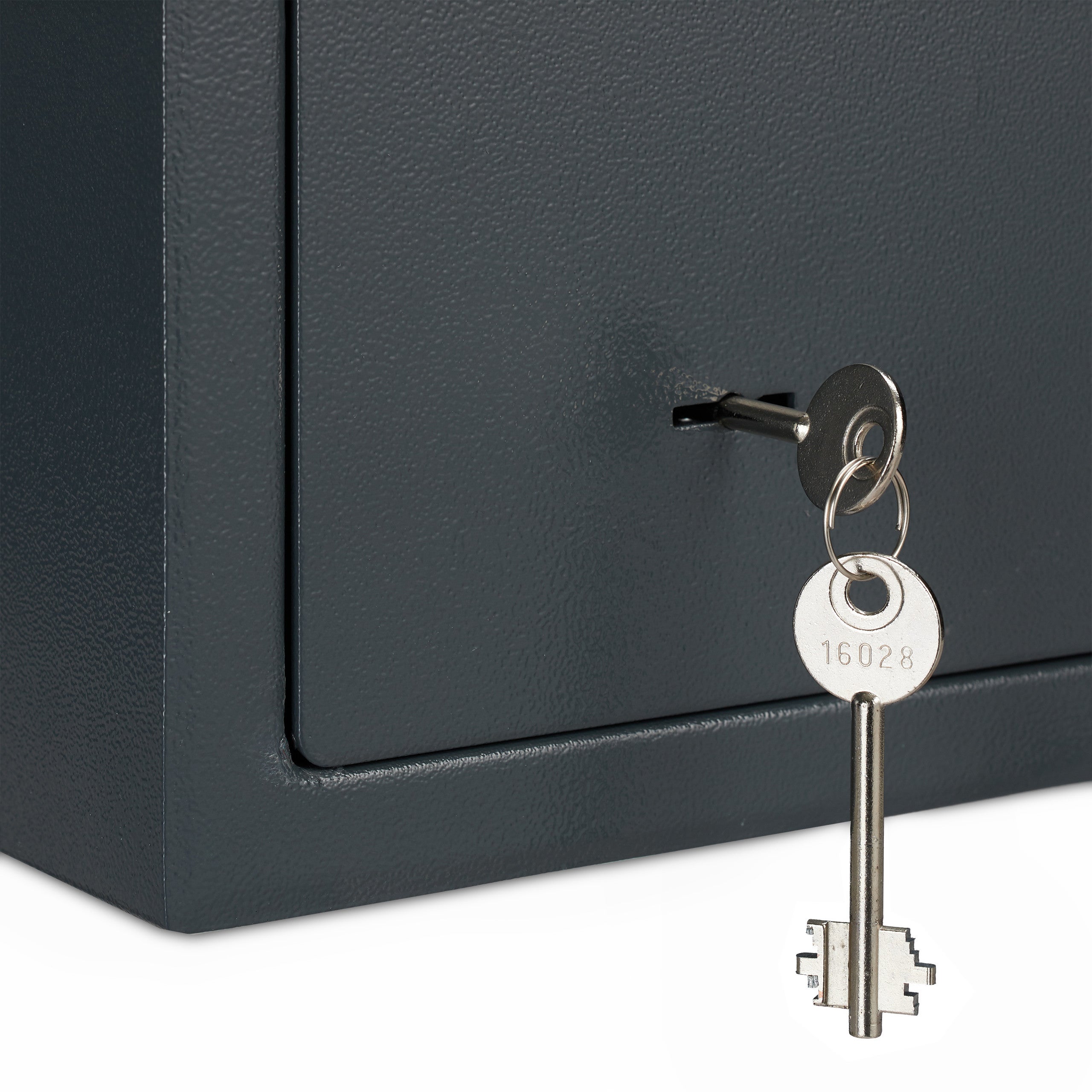 Cassaforte Mobile con Chiave, Serratura Doppia, a Parete o a Pavimento, Mini Safe,HLP17x23x17,Cassetta;grigio, Relaxdays - 7