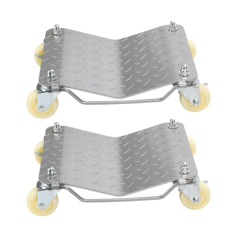 Lot De 2 Crics De Manœuvre Pour Pneus - Capacité 500 Kg Chacun, Acier, Roues Verrouillables, Déplacement Voiture/remorque