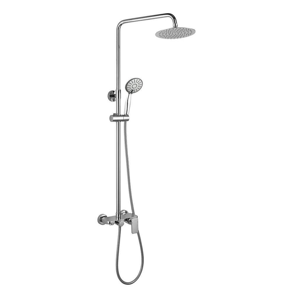 Kibath Colonne de douche ronde monocommande 79-125 cm DUA finition chrome brillant en laiton - 2