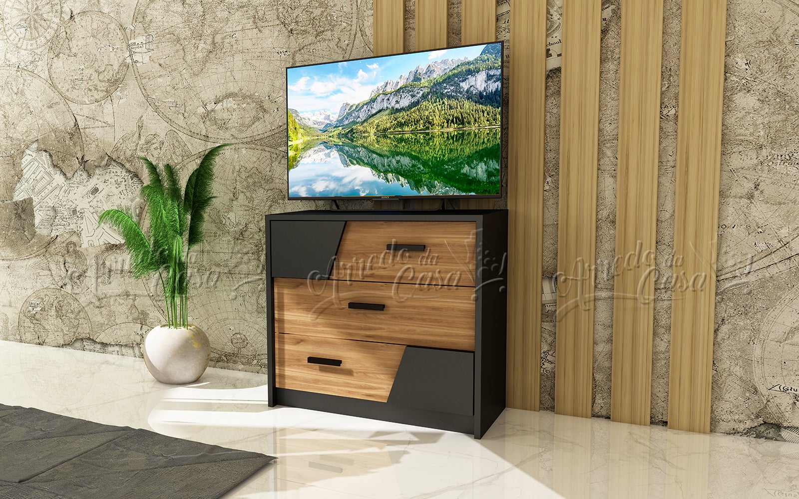 Cassettiera MIK Modern 3 Cassetti - Design Italiano - 80x44.5x87 Cm - Bianco O Rovere - Per Camera E Studio