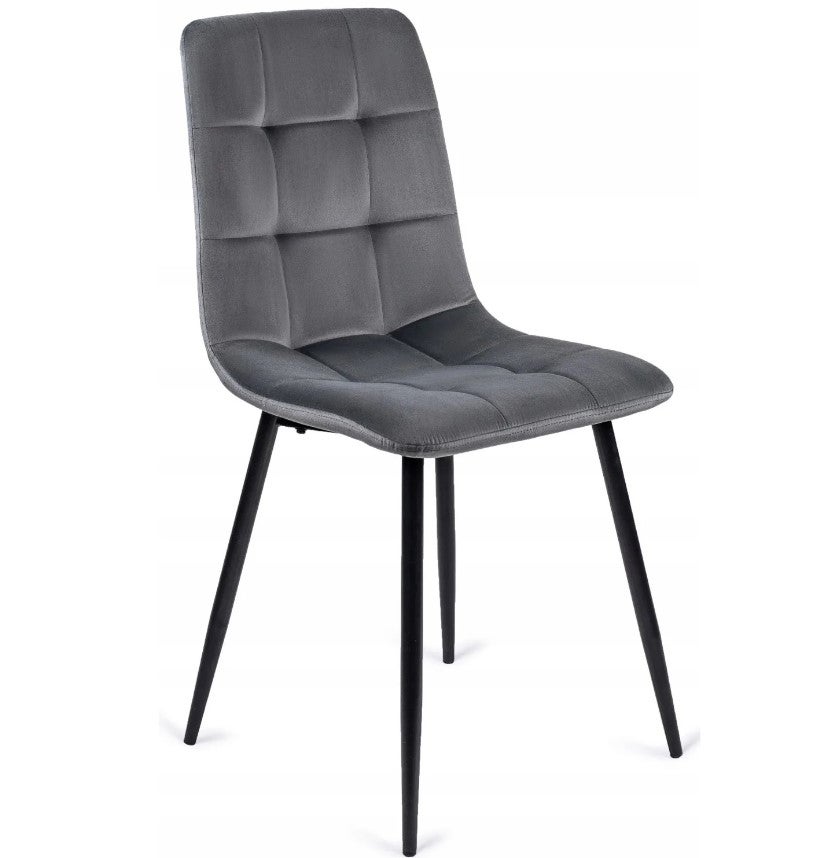 Krzesło Tapicerowane Welurowe Kuchenne Do Jadalni Salonu Loft Szare PERU