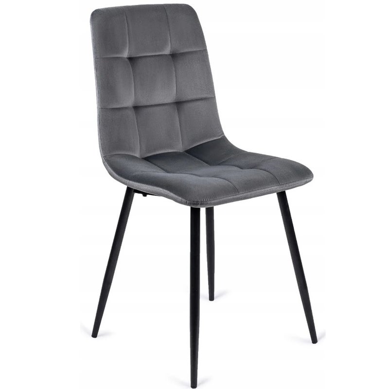 Krzesło Tapicerowane Welurowe Kuchenne Do Jadalni Salonu Loft Szare PERU