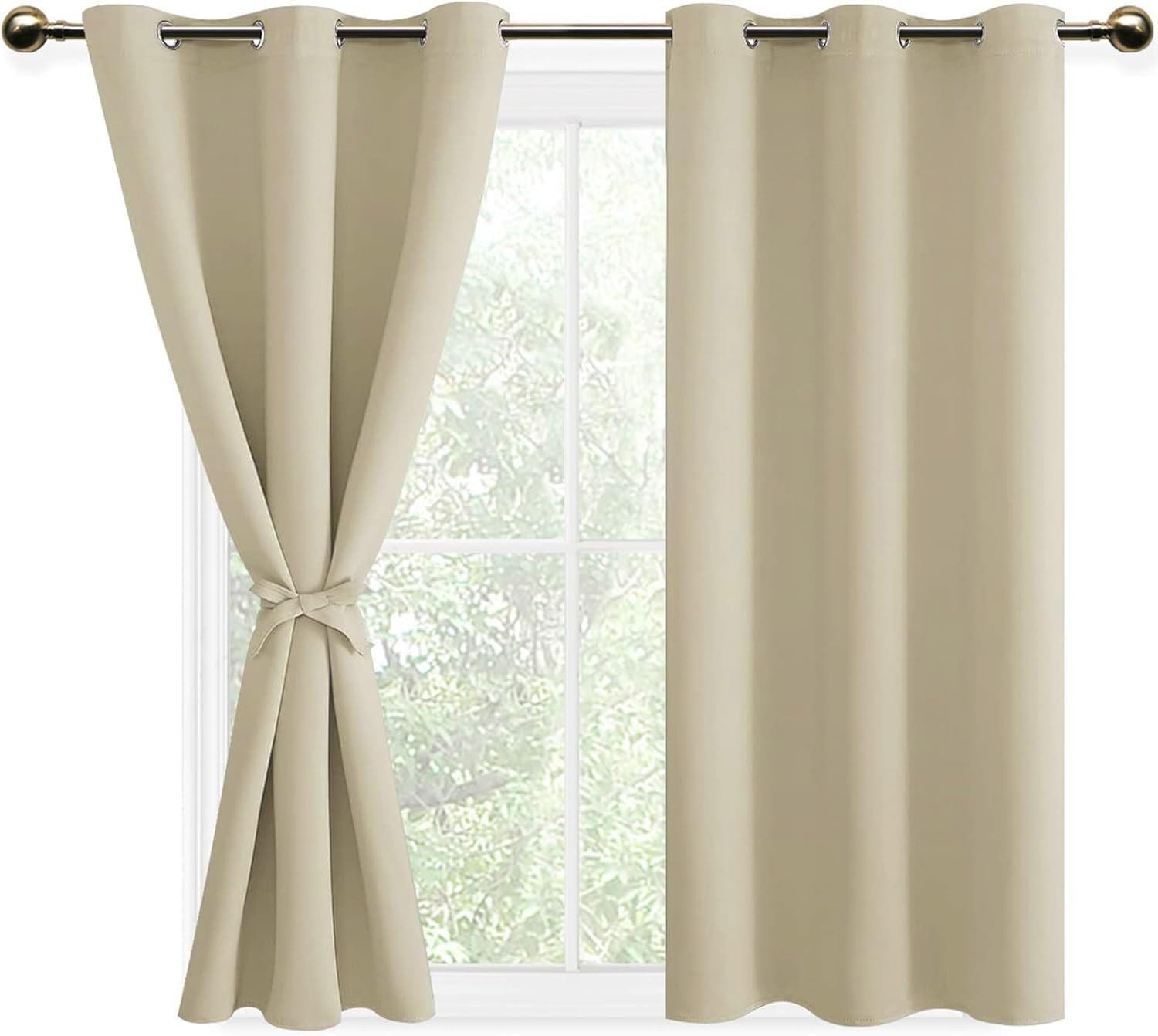 ZZBD Confezione da 2 Tende oscuranti Il Rumore dell'isolamento Termico Riduce Le Tende morbide con Occhielli per Soggiorno Camera da Letto Cucina Ufficio (14,L228×A228cm