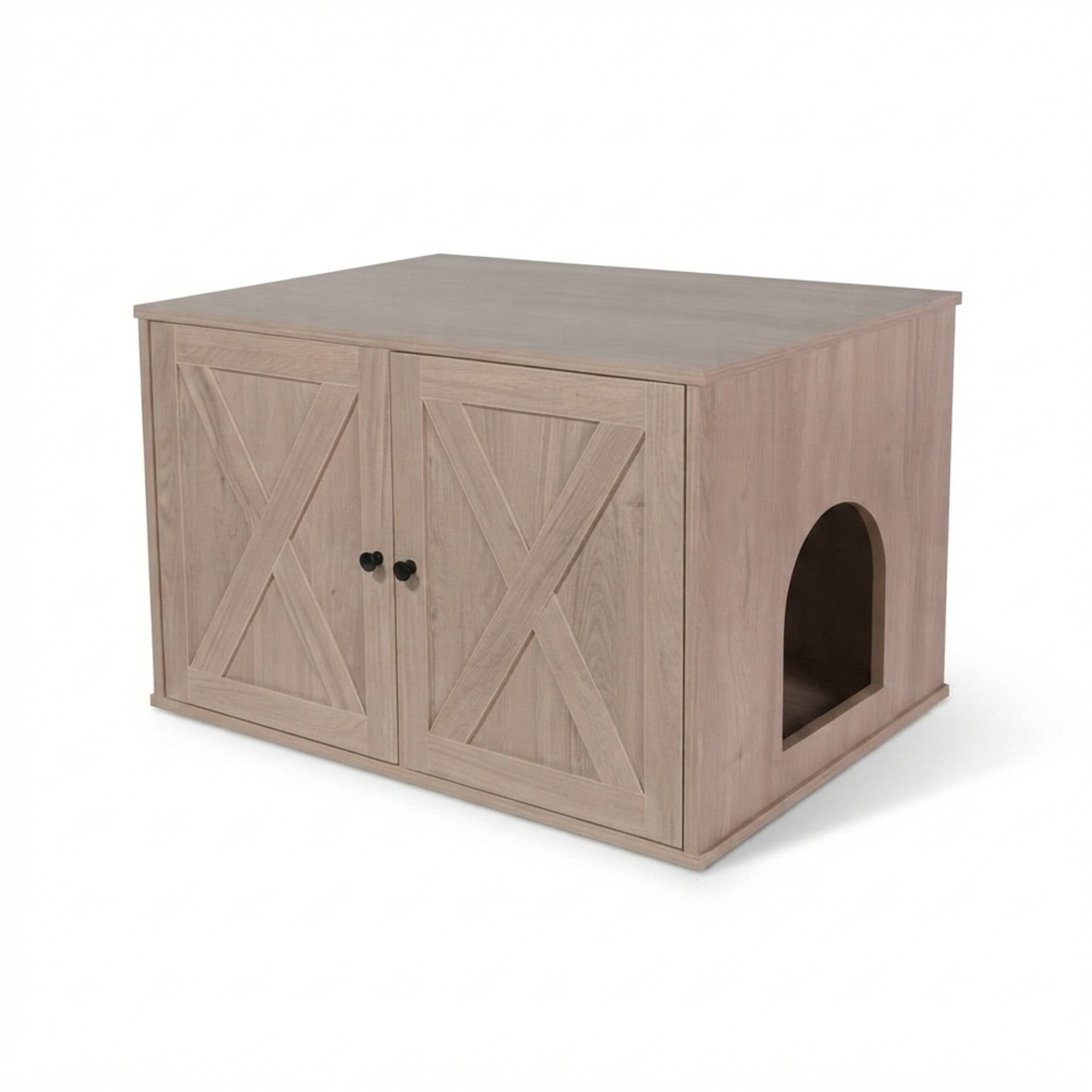 Armário para caixa de areia para gatos em MDF, na cor cinzento-claro, com divisória amovível e entrada lateral, 50 x 80 x 53 cm, Relaxdays - 8
