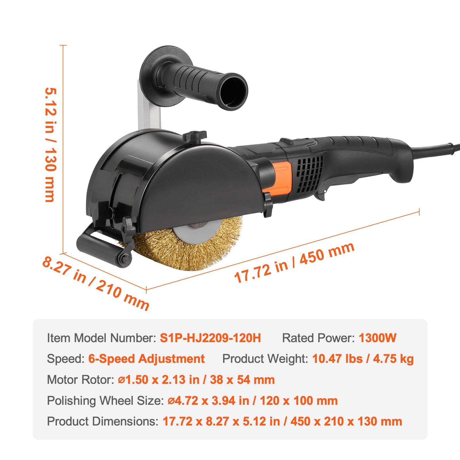 Machine de polissage et de brunissage SucceBuy,outil à 6 vitesses de 1300 W,polisseuse électrique pour métaux - 9