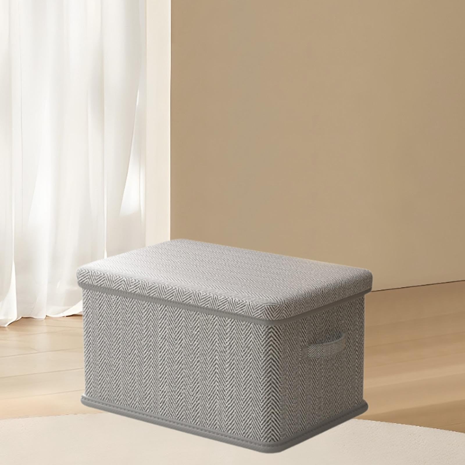 Grande boîte de rangement pliable avec couvercle (50 x 40 x 33 cm) – Boîte en tissu lavable et résistante pour l'organisation de la maison - 4
