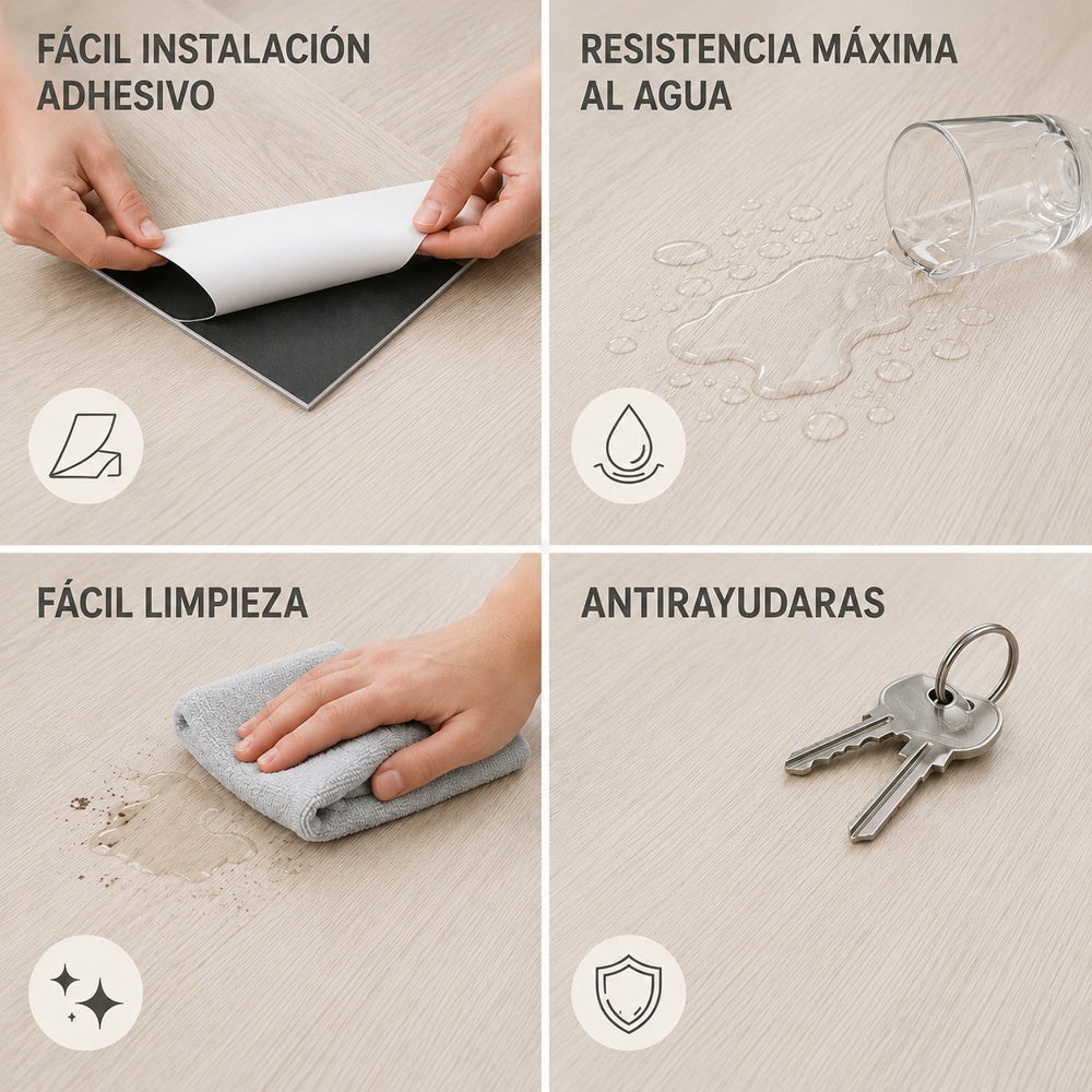 Arquiservi® - Piso Vinílico Autoadesivo em PVC Carvalho Natural 25 m² - Para residências e empresas | Impermeável | Fácil Instalação | 2 mm - 2
