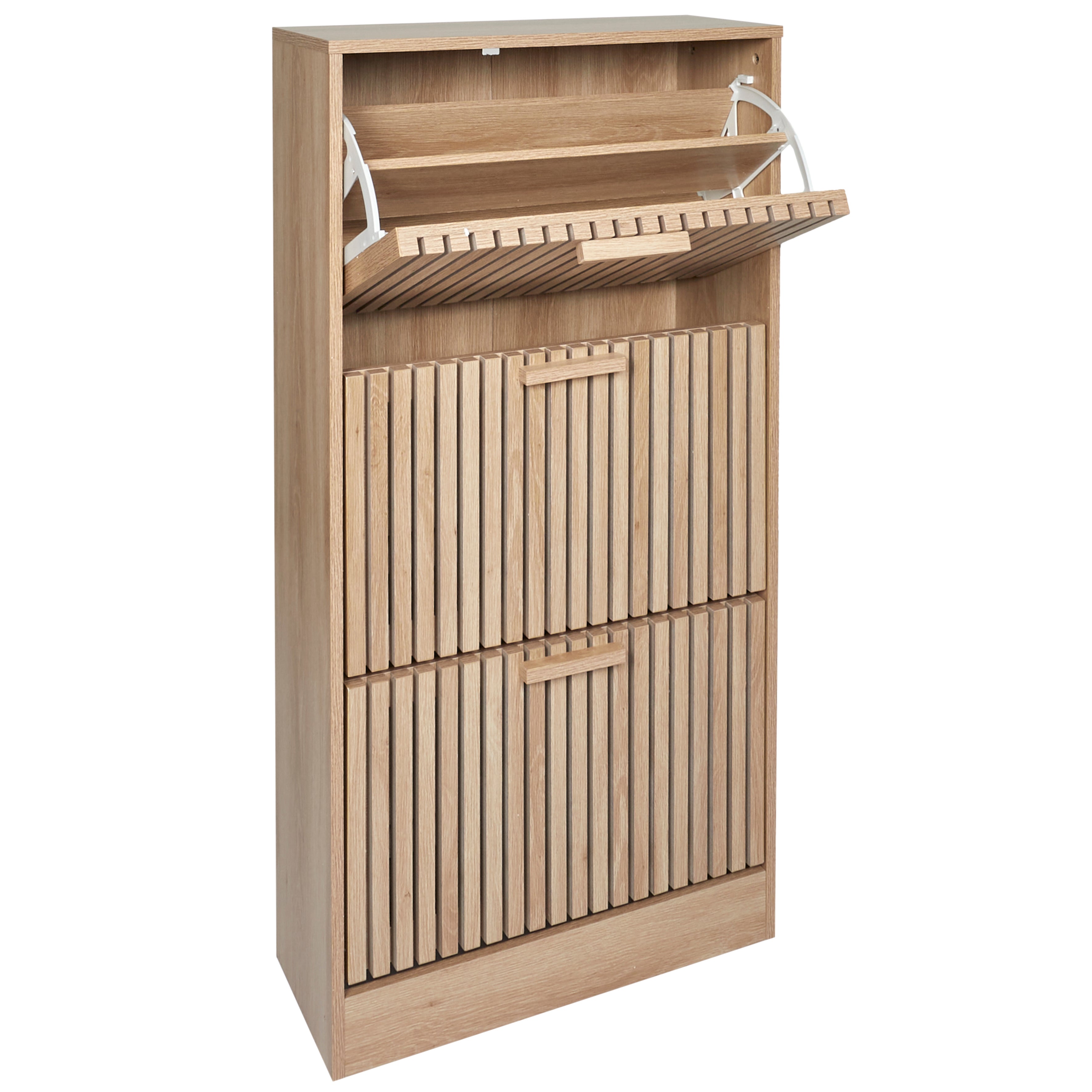 Meuble à Chaussures - Home Deco Factory - Klaus - 3 Portes - Marron - H113 X L60 X P24 Cm - 4