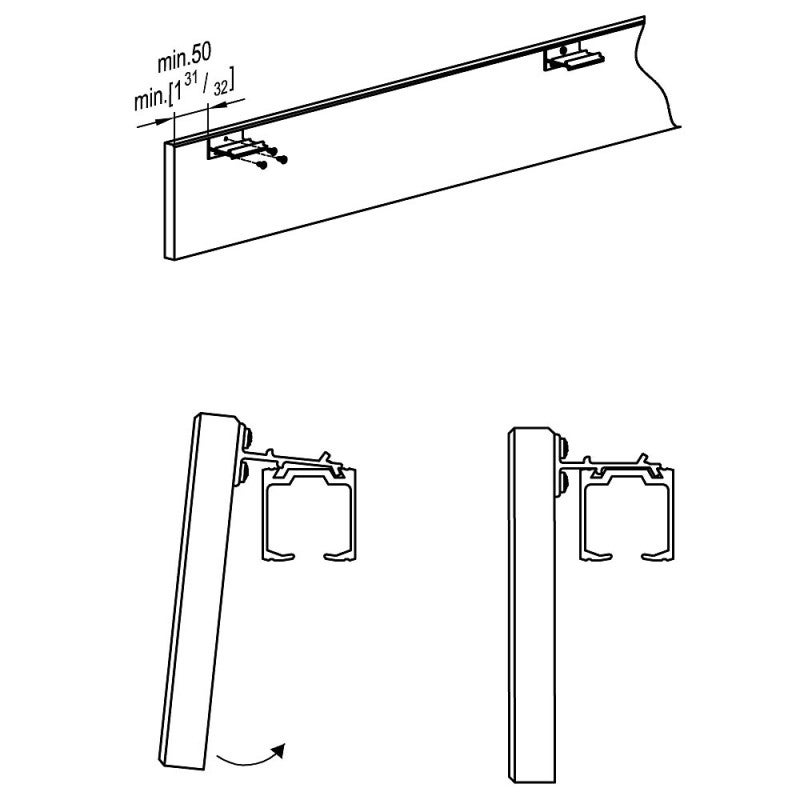 Lot de 3 équerres de fixation bandeau bois pour SLID'UP 160 - 170 - 190 - porte jusqu'à 45 mm - 5