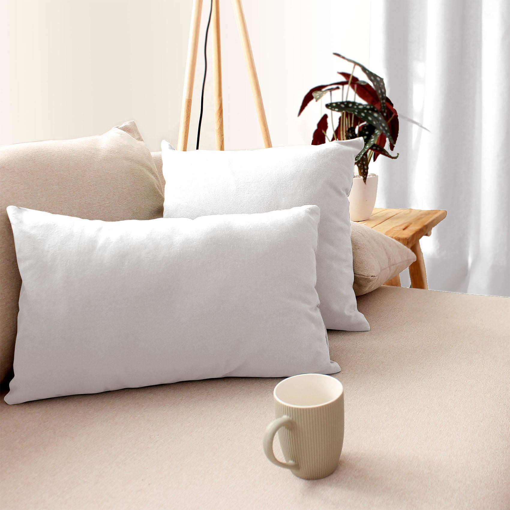 Coussin déhoussable uni en coton - Blanc - 40x40 cm - Polyester - 3