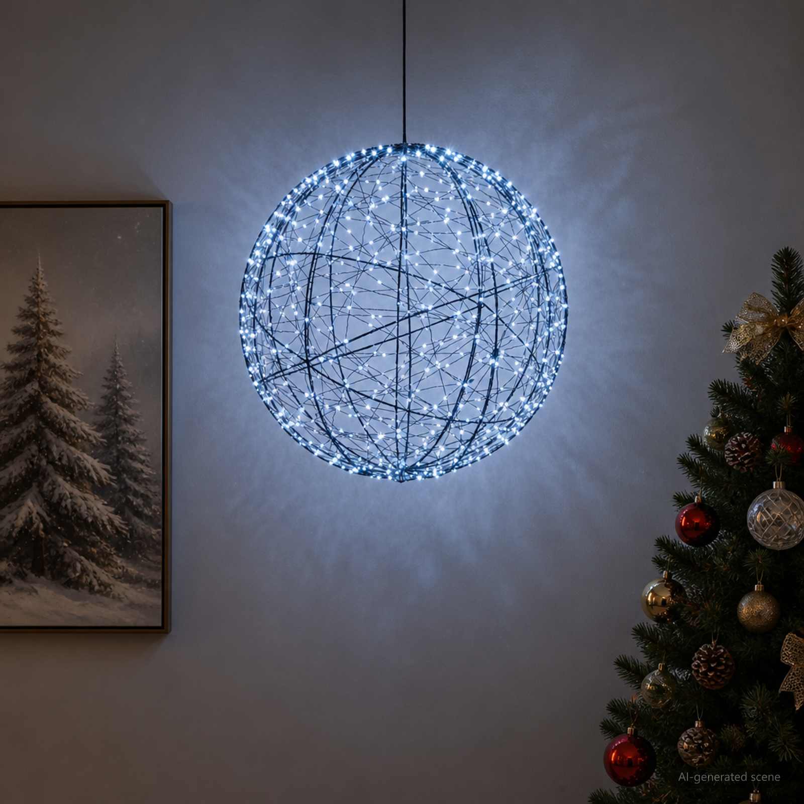 Vidaxl Luz De Adorno Navideño 500 Led Frío Ø 40 X 42 Cm Blanco , Leroy Merlin
