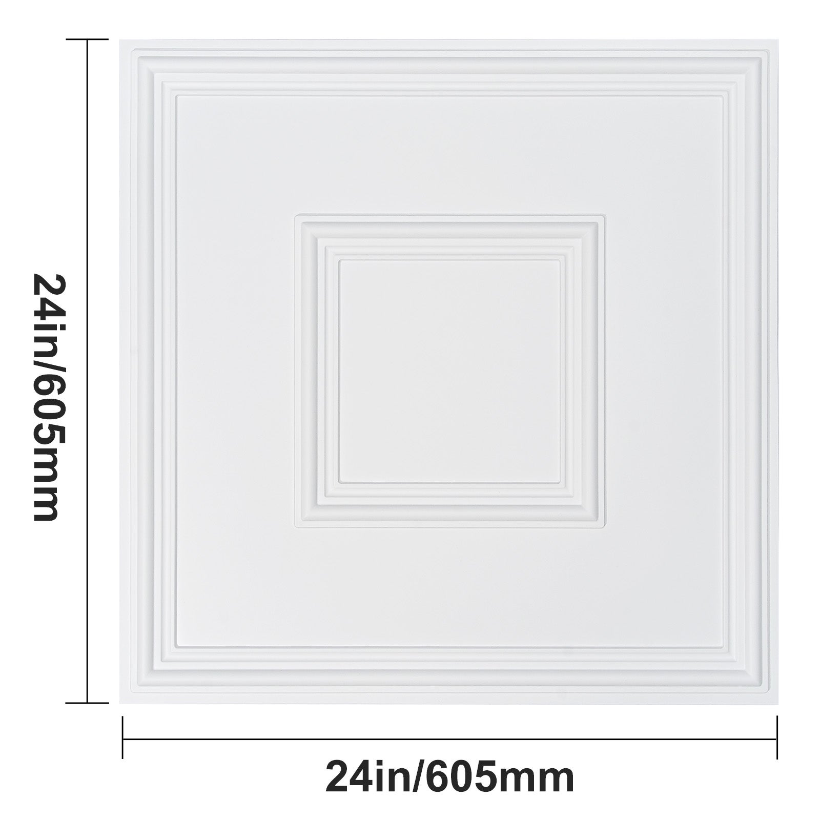 Plaques de Plafond Décoratives PVC SucceBuy 605 x 605 mm, Lot de 12, Dalles Blanches 3D à Coller ou Suspendre - 2