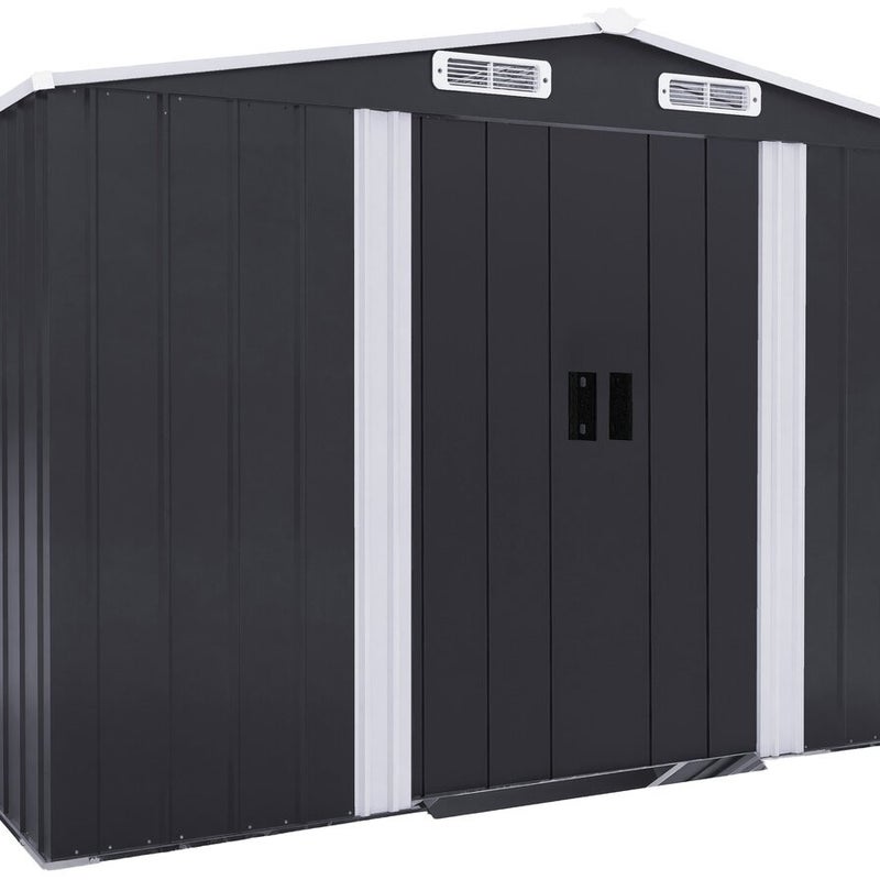 Metalowa szopa ogrodowa "Boston" z przesuwanymi drzwiami - 6,54 m² - Szary