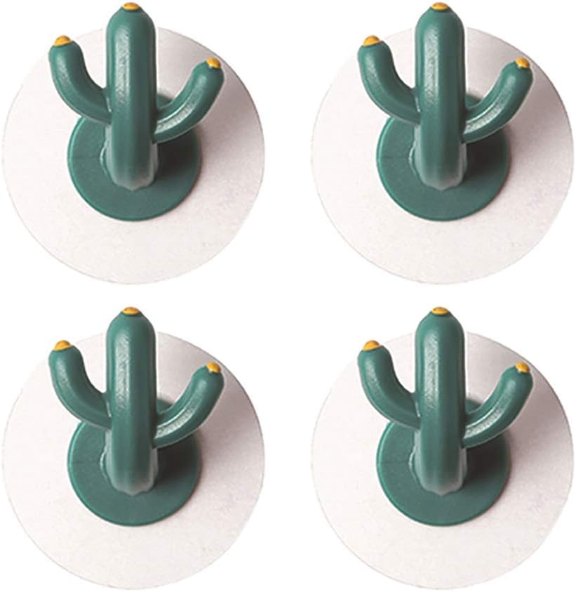 4 sztuki mocnych haczyków, haki ścienne z motywem kaktusa z kreskówek, samoprzylepne haczyki do kuchni, łazienki, szafki biurkowej (6 x 3,8)