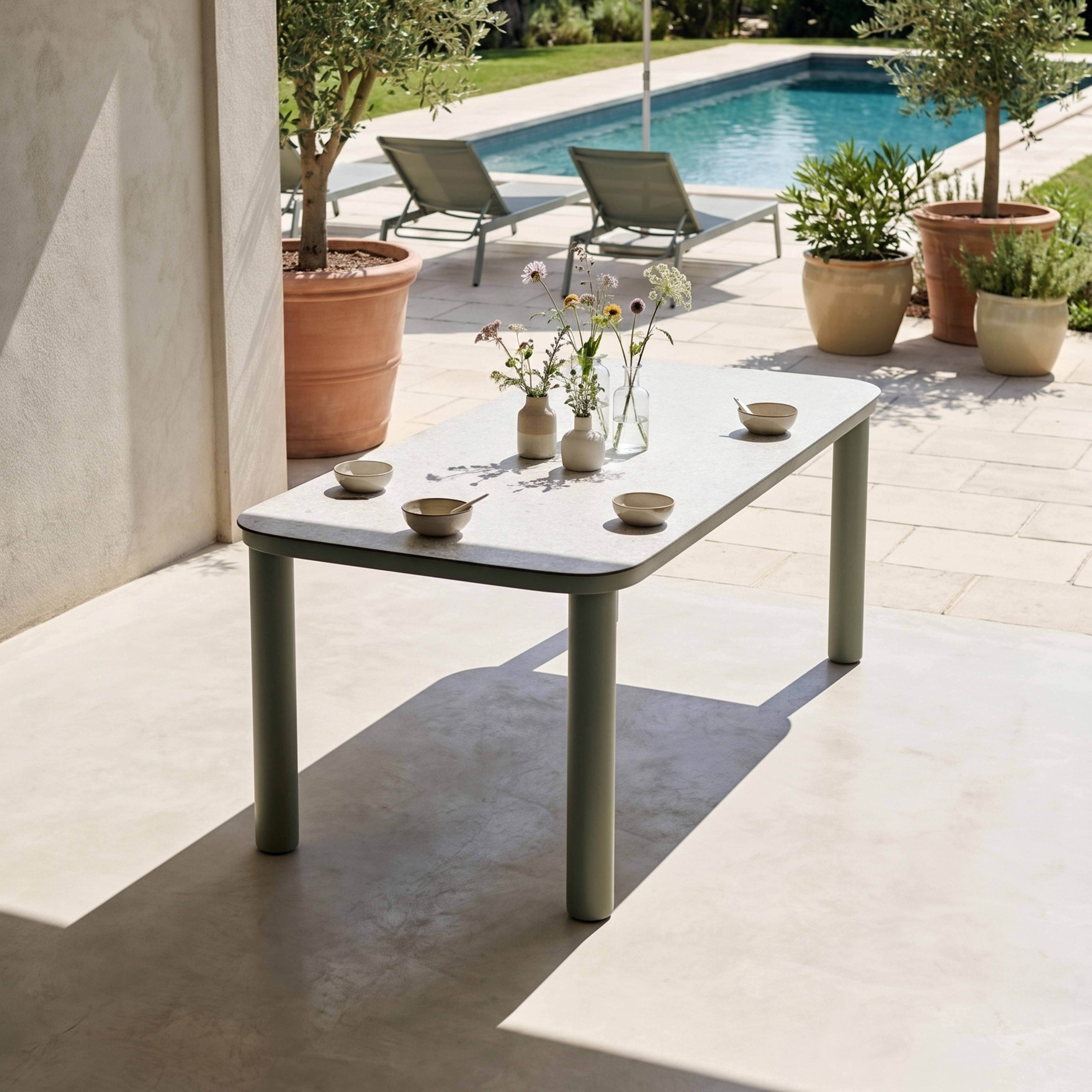 Table de jardin aluminium 213x90 cm et 8 chaises textilène vert - 3