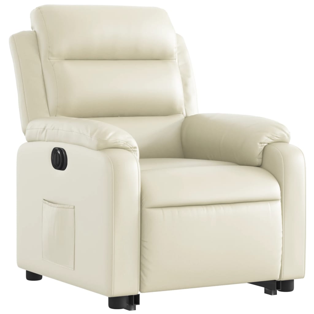 Fauteuil inclinable électrique crème similicuir - 4