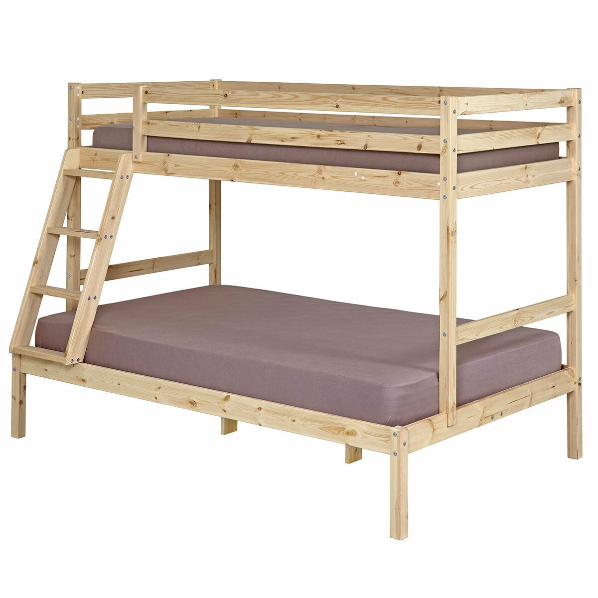 Pack lit superposé avec 2 matelas Julian Bois naturel 140x190 cm ...