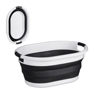 Panier Rangement Pliable Panier à Linge 3 Compartiments Pliable - 105L Noir - Rangement Jouets Et Vêtements Panier A Linge Noir