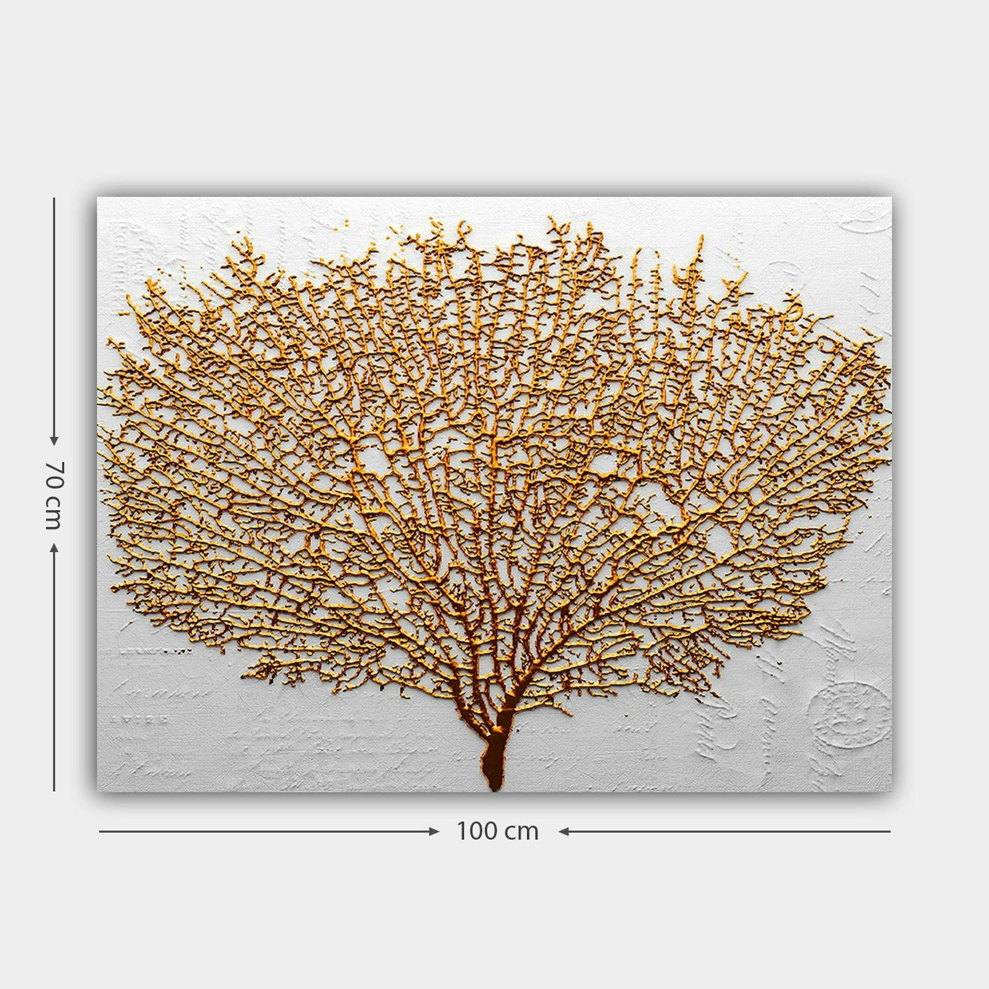 Tableau décoratif blanc et or – arbre texturé - 4