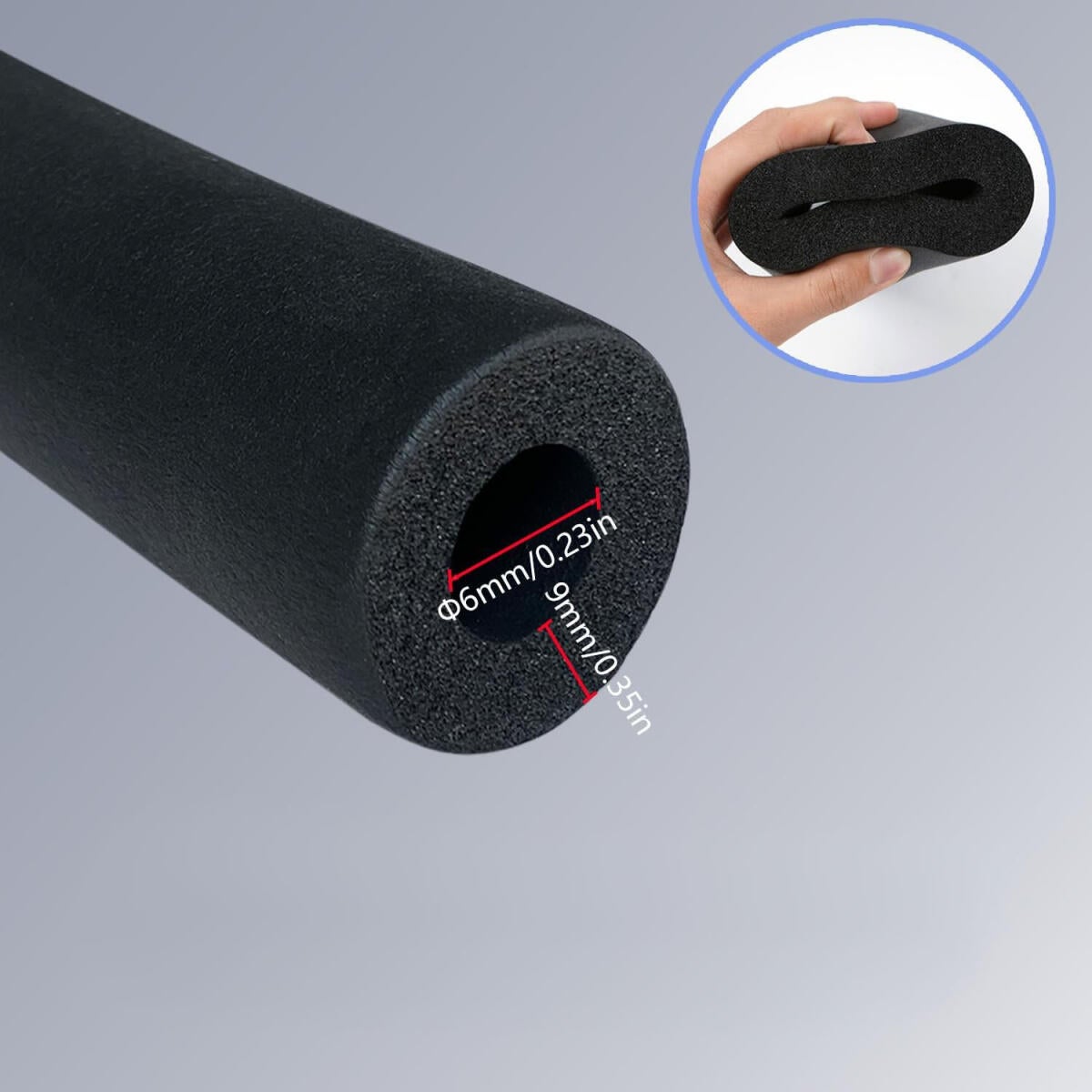 Tubo isolante para tubulações de aquecimento, 6 mm de diâmetro, 1,7 m de comprimento, tubo isolante para tubulações de ar condicionado. - 2