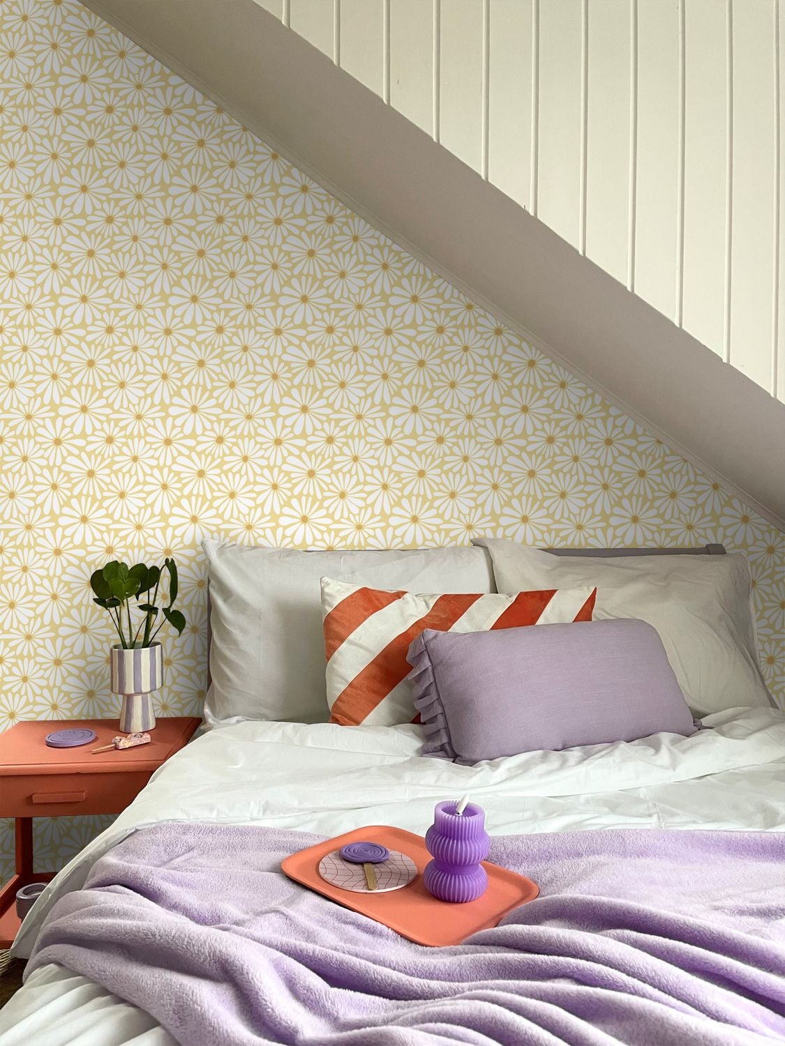Papier peint marguerites jaune pastel - 50 x 900 cm - ESTAhome - 6