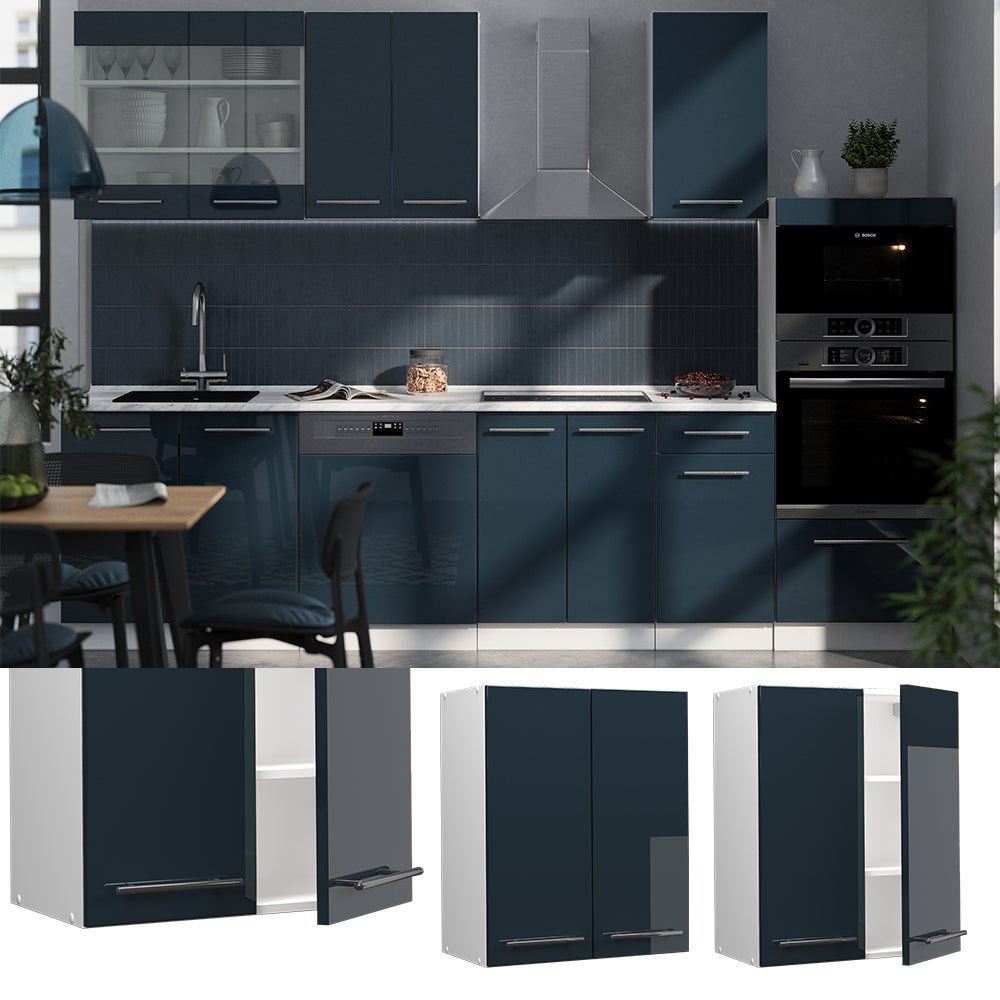 Vicco Elément haut de cuisine Fame-Line, Bleu foncé brillant, 60cm - 2