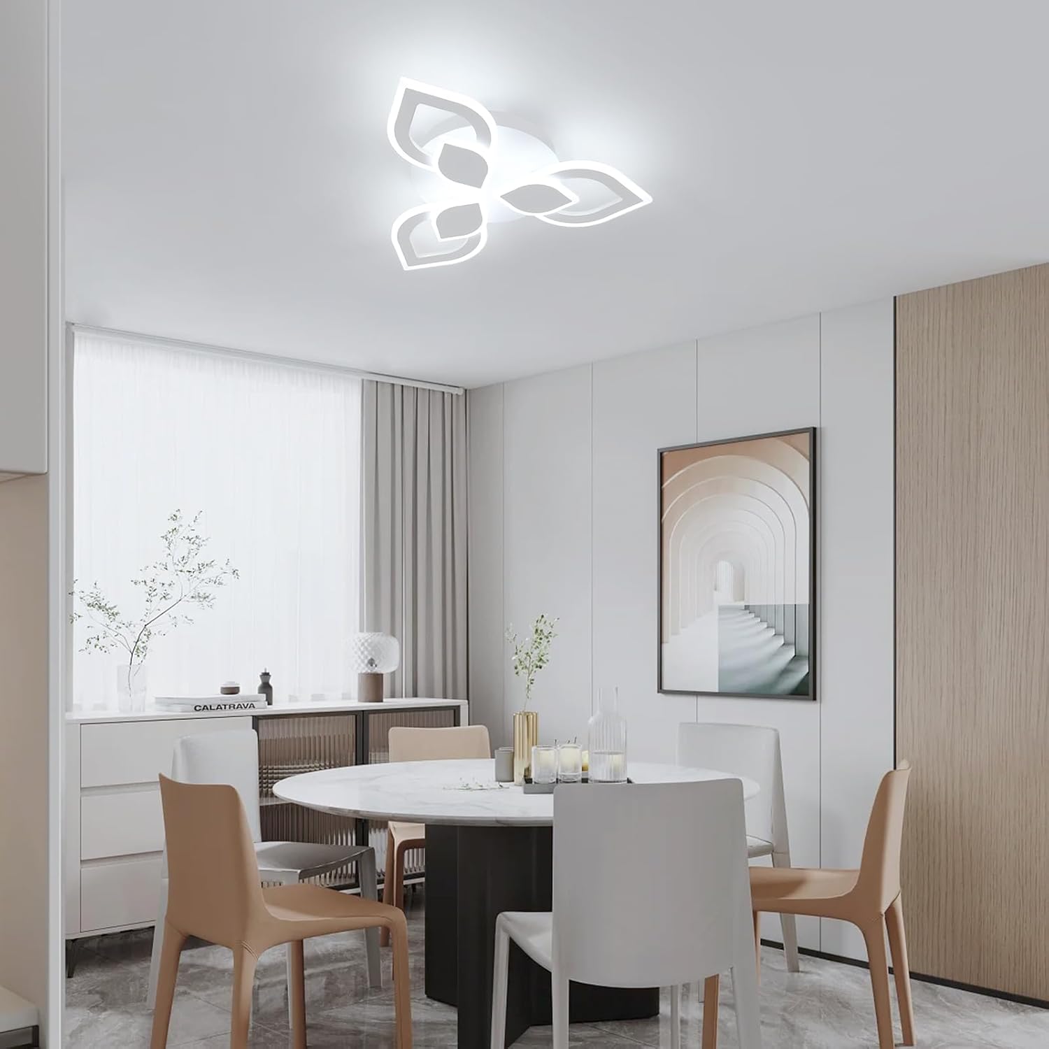 Plafoniera moderna a LED,40W 4500LM Apparecchio di illuminazione Plafoniera a LED creativa Design petali,Bianco freddo 6500K,Lampada da soffitto,48CM