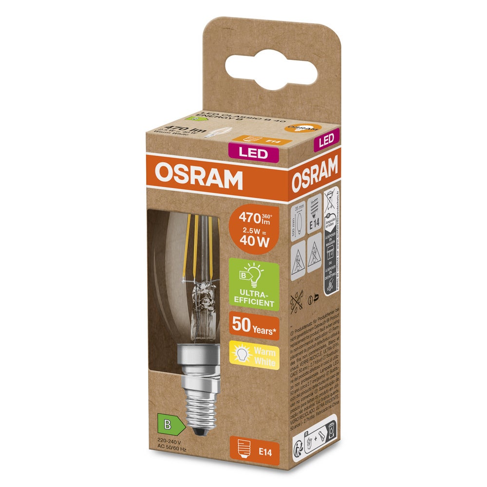 Ampoule LED OSRAM SUPERSTAR+ CLASSIC B FIL 40, 2,5W, 470lm - 2