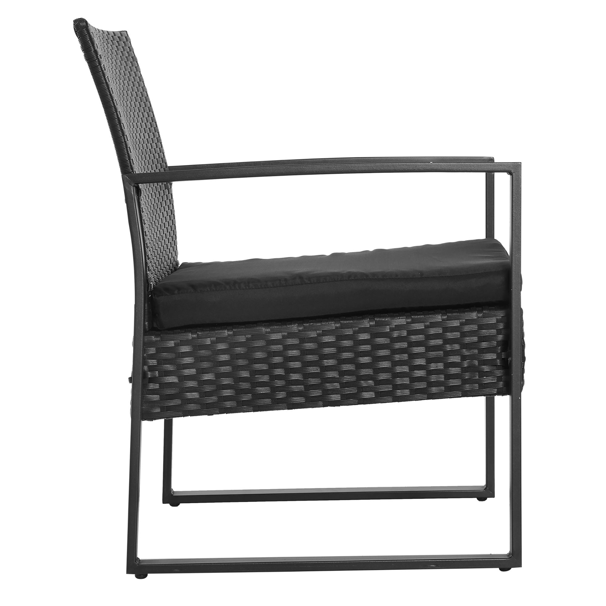 Conjunto de Cadeiras de Jardim Outsunny Preto Vime PE, Metal, Vidro Temperado e Tecido de Poliéster 63x57x76cm - 4