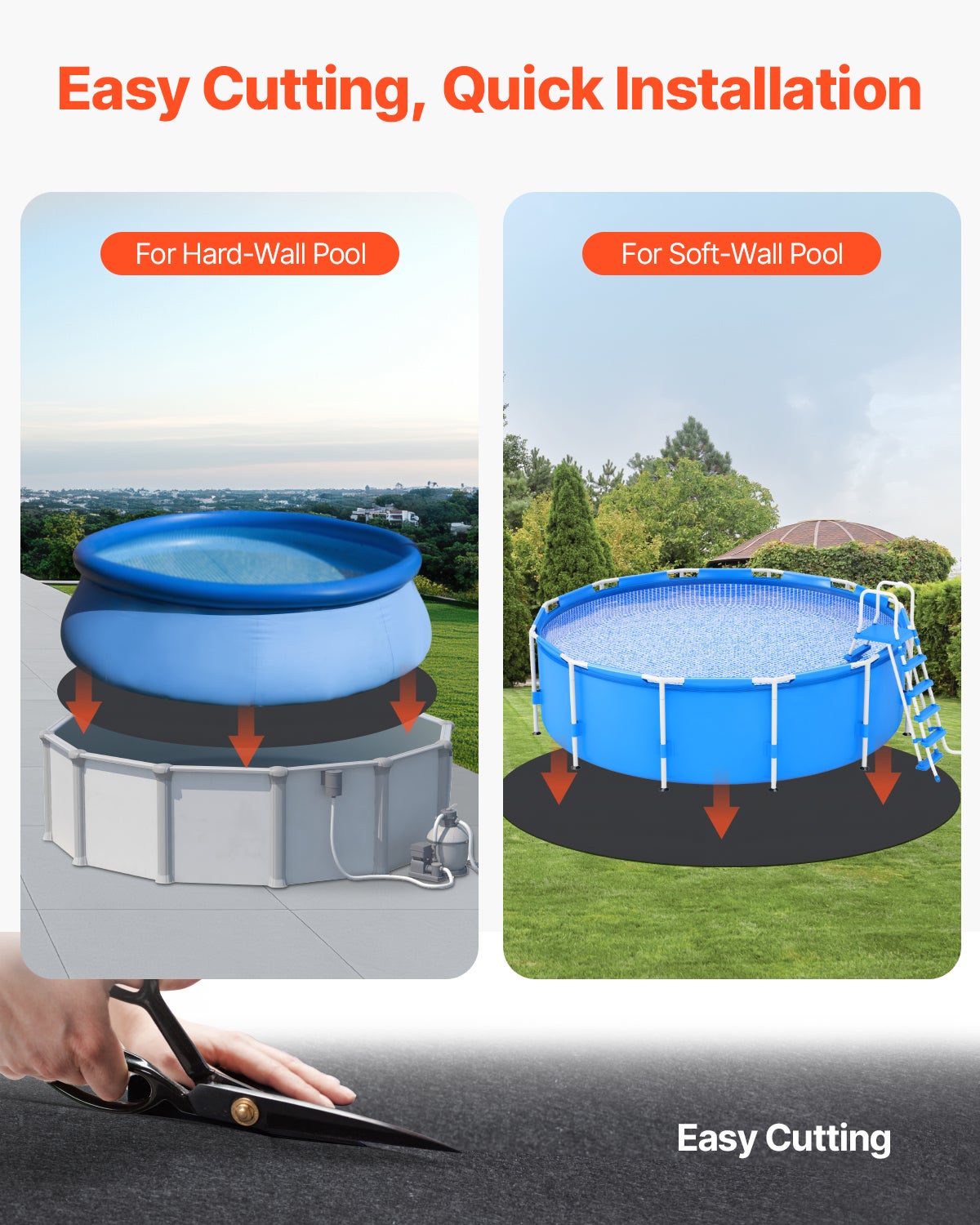 Tapis de Sol Piscine 550 cm,VEVOR Tapis Géotextile Extra-épais,Protection pour Piscines Hors Sol Rond,Installation Facile,Découpe Simple - 4