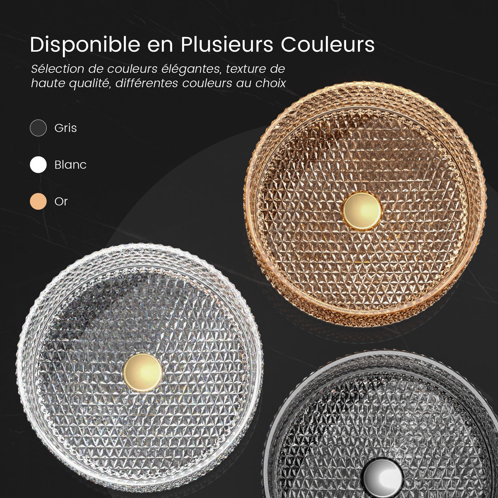 EMKE Vasque à Poser en Verre rond 36 x 36 x 11,2 cm - Noir - 7