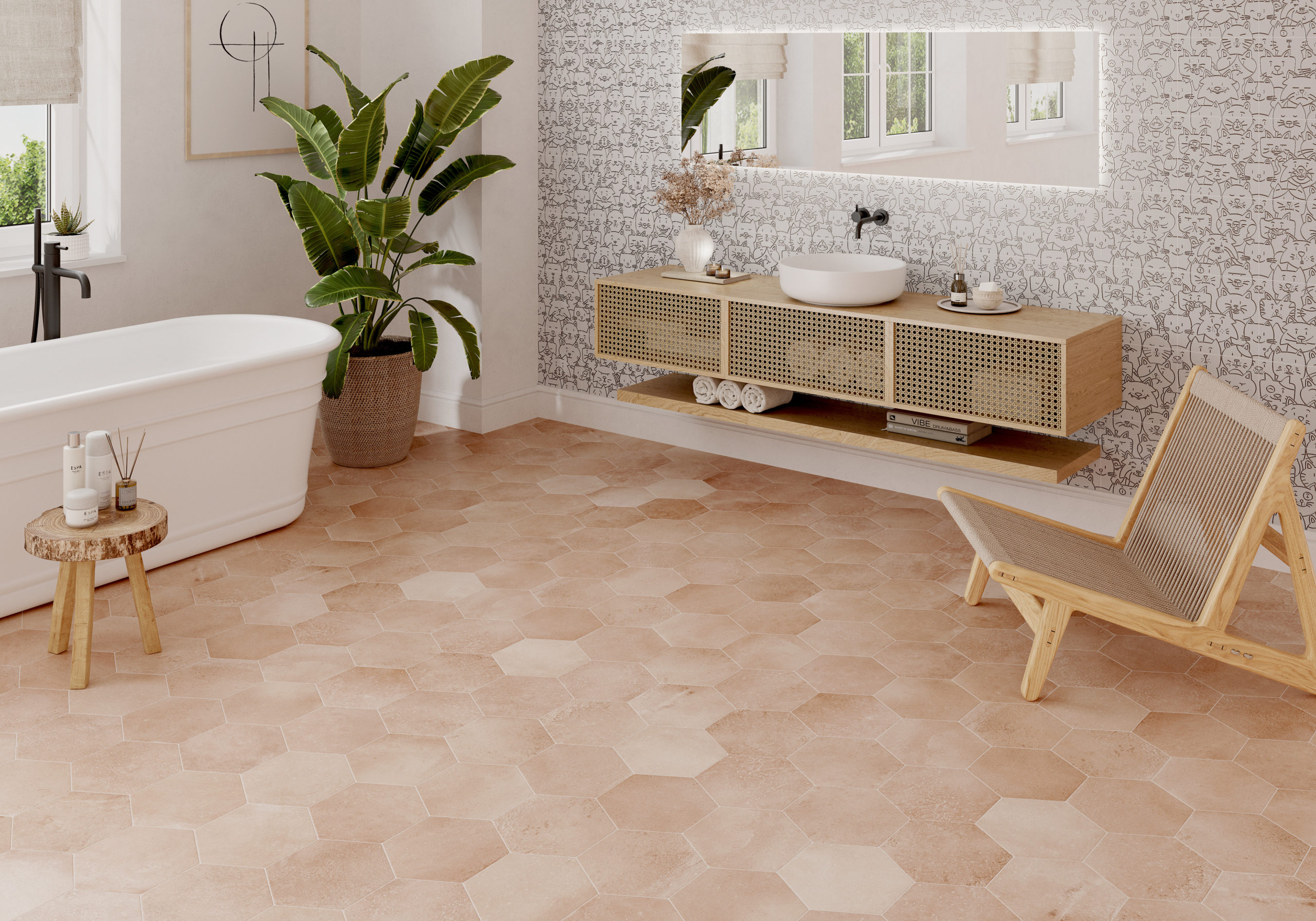 AZULEJO CERAMICO DECORADO INFANTIL OH MY CAT WHITE 25X25 (16 PIEZAS/CAJA = 1m2) - 4